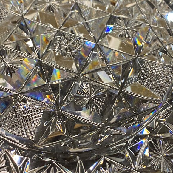 American Brilliant Period ABP Clark Prima Donna Low Cut Glass Bowl Castle Rim - Picture 9 of 16